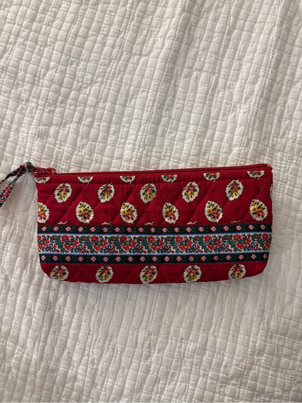 Vera Bradley Red Quilted Floral Zip Pouch